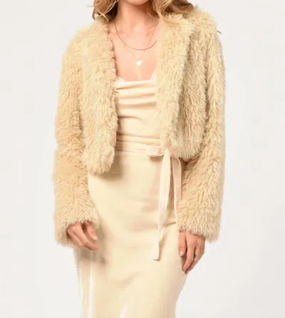 Shop Adelyn Rae Thalia Faux Fur Cropped Coat In Ivory In Beige