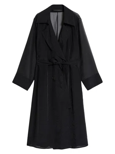 Shop Marina Rinaldi Women's Plus Miele Organza Trench Coat In Black