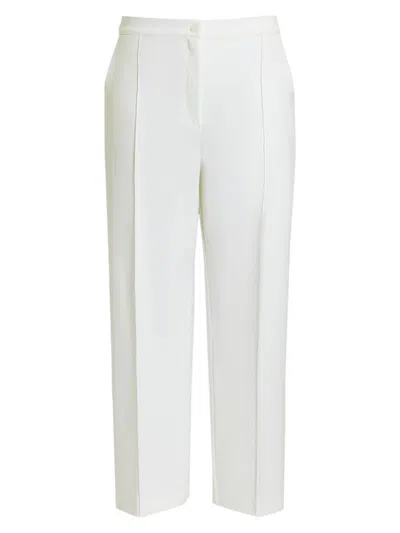 Shop Marina Rinaldi Women's Plus Ermes Cotton Canvas Straight Trousers In White