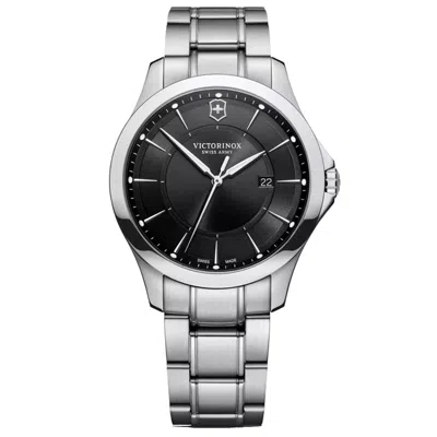 Shop Victorinox Men's Alliance Black Dial Watch In Silver
