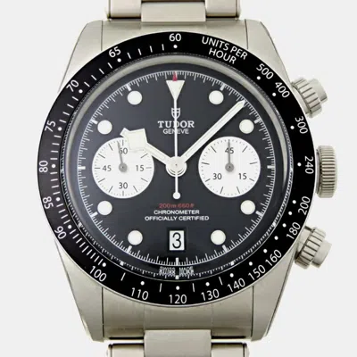 Pre-owned Tudor Black Stainless Steel Black Bay Chrono 79360n Men's Watch 42mm