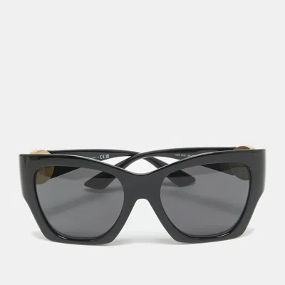 Pre-owned Versace Black Mod 4452 Medusa Icon Square Sunglasses