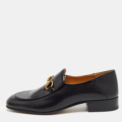 Pre-owned Gucci Black Leather Horsebit Foldable Loafers Size 39