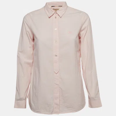 Pre-owned Burberry Pink Pinstriped Cotton Button Front Shirt S