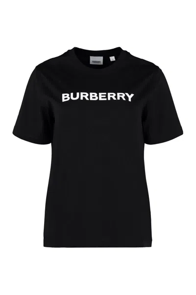 Shop Burberry Logo Cotton T-shirt In Black