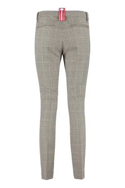 Shop Dsquared2 Prince Of Wales Checked Virgin Wool Trousers In Beige