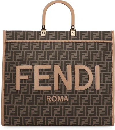 Shop Fendi Sunshine Tote Bag In Brown