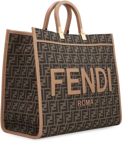 Shop Fendi Sunshine Tote Bag In Brown