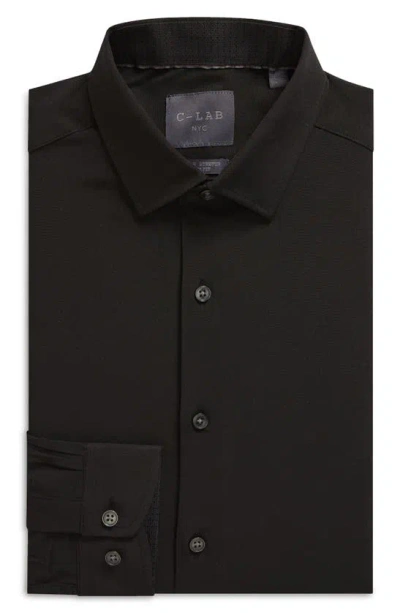 Shop C-lab Nyc 4-way Stretch Solid Woven Dress Shirt In Black