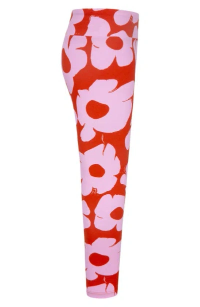Shop Nike Kids' Floral Leggings In Picante Red