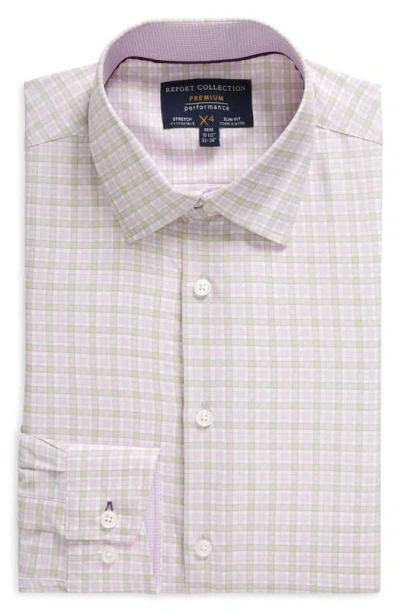 Shop Report Collection Plaid Stretch Slim Fit Dress Shirt In 56 Lavender