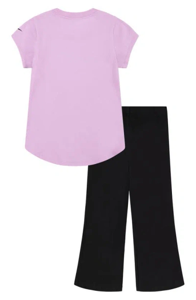 Shop Nike Kids' Short Sleeve Logo Graphic T-shirt & Flare Leggings Set In Black