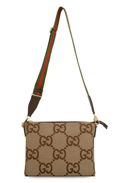 Shop Gucci Jumbo Gg Fabric Shoulder-bag In Beige