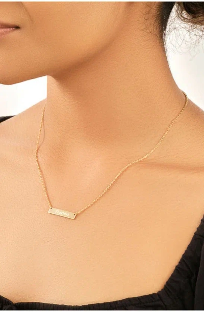Sterling Forever 14k Yellow Gold Plated Sterling Silver Inspirational Bar Pendant Necklace In Gold - Fearless
