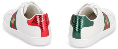 Shop Gucci Web And Embroidered Bee Leather Sneakers In White
