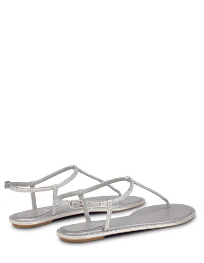 Shop René Caovilla Diana Low Jewel Sandals In Grey