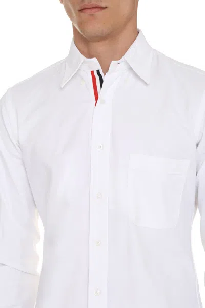 Shop Thom Browne Button-down Collar Cotton Shirt In White