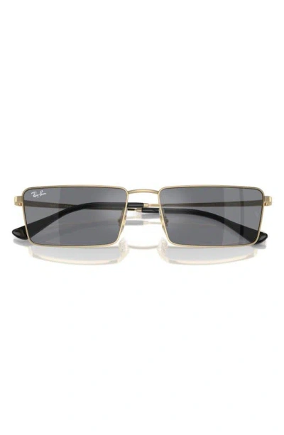 Ray Ban Emy 59mm Rectangular Sunglasses In Light Gold