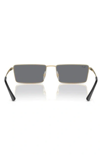 Ray Ban Emy 59mm Rectangular Sunglasses In Light Gold