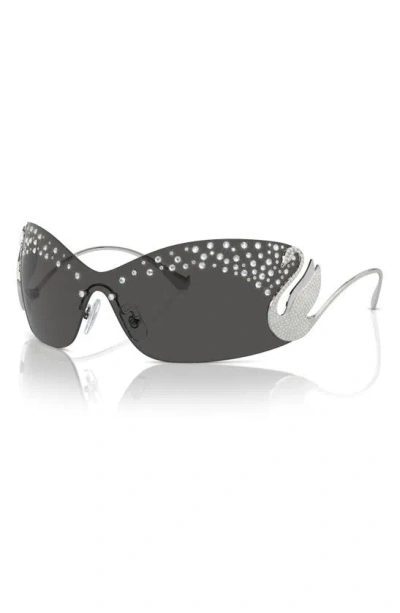 Shop Swarovski 34mm Irregular Sunglasses In Silver