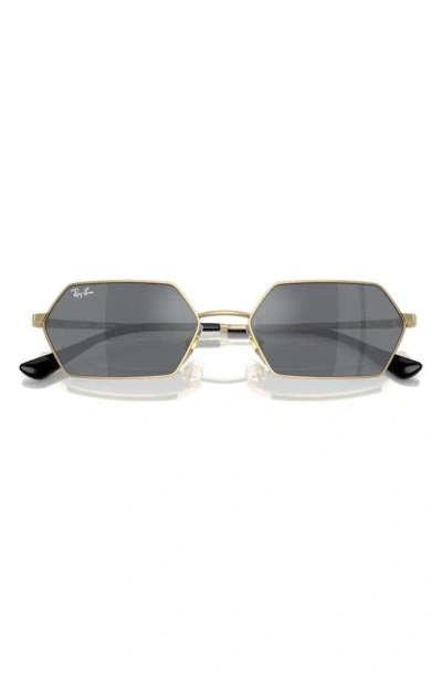 Ray Ban 55mm Yevi Rectangular Sunglasses In Light Gold