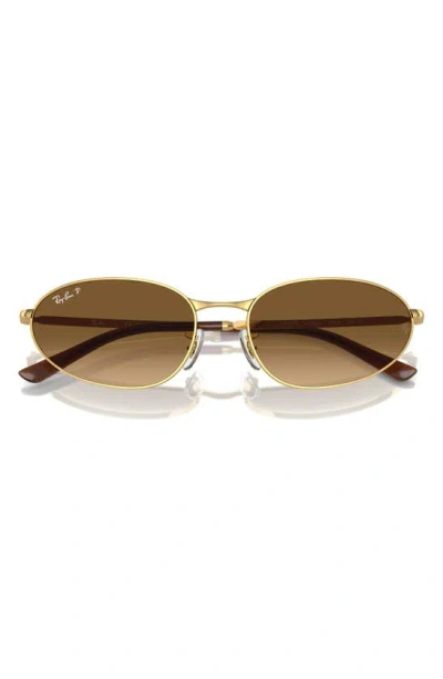 Ray Ban 56mm Gradient Polarized Oval Sunglasses In Gold Flash