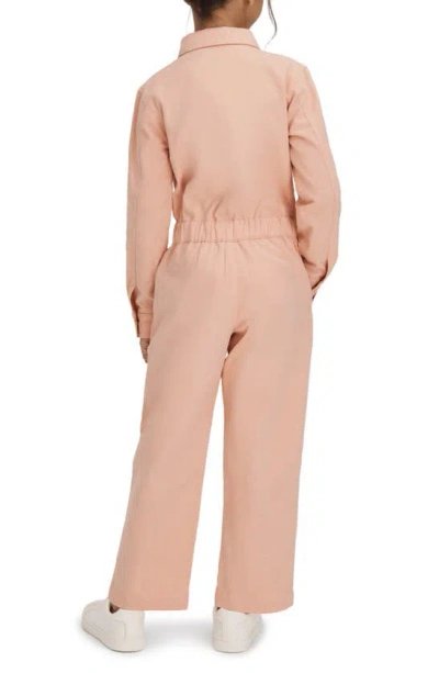 Shop Reiss Kids' Penelope Sr. Cotton Utility Jumpsuit In Pink