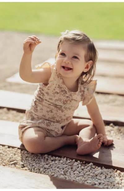 Shop Maniere Blooming Baby Sleeveless Top & Shorts Set In Sand
