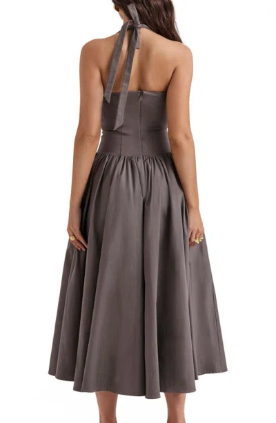 House Of Cb A-line Halter Dress In Pebble Grey