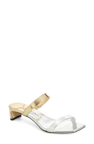 Shop Jimmy Choo Kyda Slide Sandal In Silver/ Gold