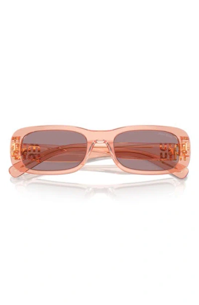 Shop Miu Miu 53mm Rectangular Sunglasses In Purple