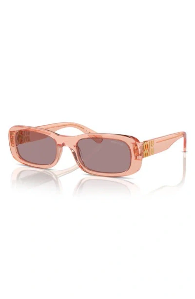 Shop Miu Miu 53mm Rectangular Sunglasses In Purple