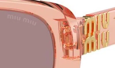 Miu Miu Logo Acetate Rectangular Sunglasses In Purple