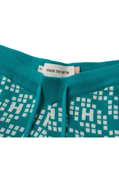 Shop Honor The Gift Logo Pattern Knit Shorts In Teal