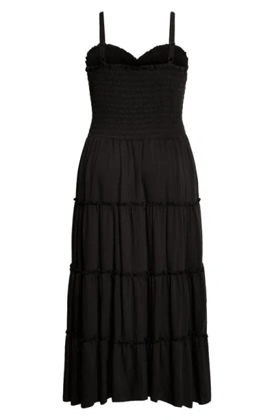 Shop City Chic Alisa Smocked Sleeveless Maxi Dress In Black
