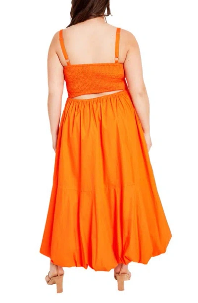 Shop City Chic Eliza Bubble Hem Cotton Maxi Dress In Orange Fizz