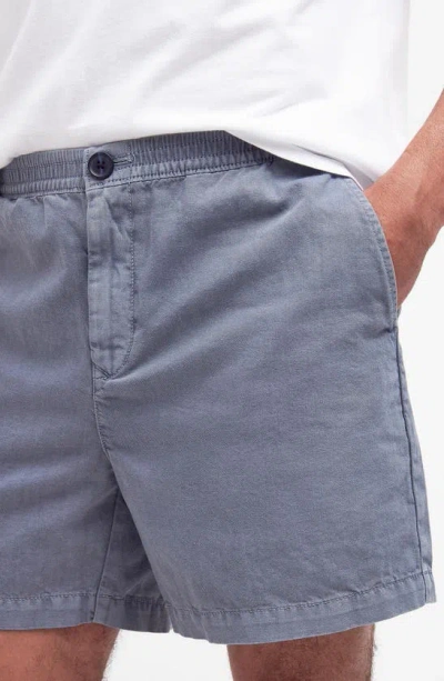 Shop Barbour Melonby Cotton & Linen Shorts In Dark Chambray
