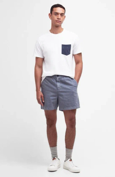 Shop Barbour Melonby Cotton & Linen Shorts In Dark Chambray