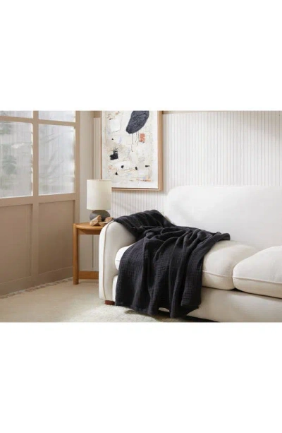 Shop Parachute Cloud Organic Cotton & Linen Gauze Throw Blanket In Coal