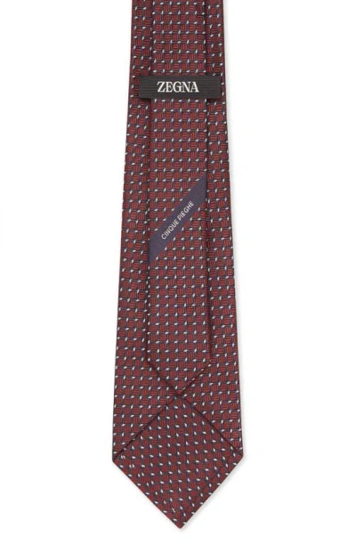 Shop Zegna Ties Cinque Pieghe Geometric Silk Tie In Red