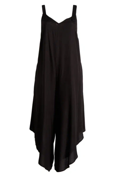 Shop Vince Camuto Tie Strap Crop Wide Leg Jumpsuit In Rich Black