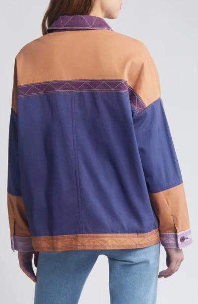 Shop Sessun Alghero Colorblock Jacket In Purple Tan
