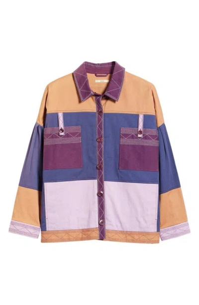 Shop Sessun Alghero Colorblock Jacket In Purple Tan