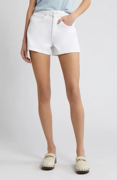 Shop Frame Braided Waistband Denim Shorts In White