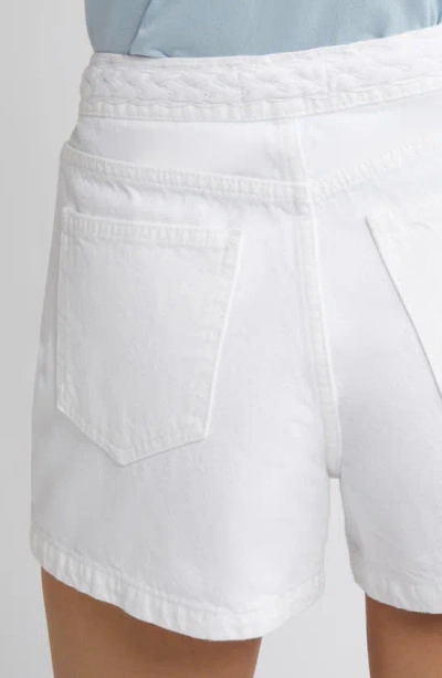 Shop Frame Braided Waistband Denim Shorts In White