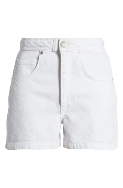 Shop Frame Braided Waistband Denim Shorts In White