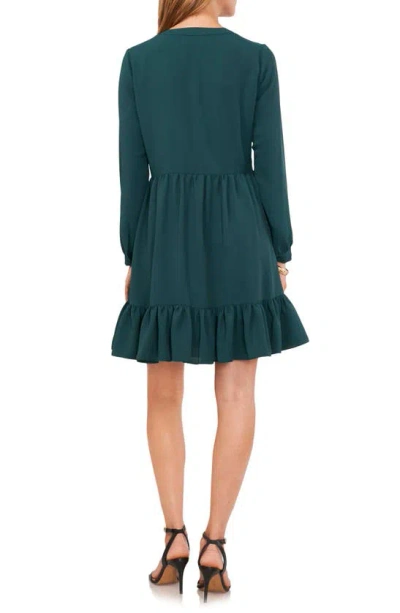 Vince Camuto Ruffle Hem Long Sleeve Dress In Deep Forest