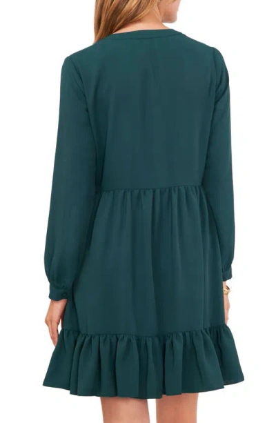 Vince Camuto Ruffle Hem Long Sleeve Dress In Deep Forest