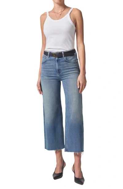 Shop Citizens Of Humanity Lyra Raw Hem High Waist Ankle Wide Leg Jeans In Abliss