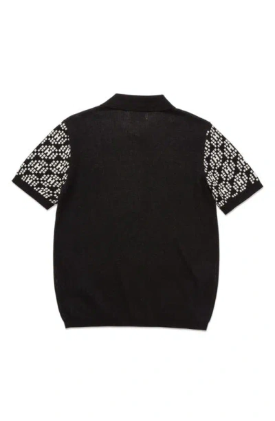 Shop Honor The Gift Jacquard Knit Pattern Polo Sweater In Black